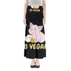 Go Vegan - Cute Pig And Chicken Full Length Maxi Skirt by Valentinaart