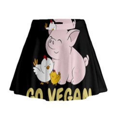 Go Vegan - Cute Pig And Chicken Mini Flare Skirt by Valentinaart