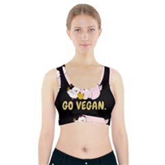 Go Vegan - Cute Pig And Chicken Sports Bra With Pocket by Valentinaart