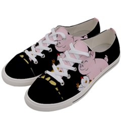 Go Vegan - Cute Pig And Chicken Women s Low Top Canvas Sneakers