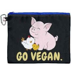 Go Vegan - Cute Pig And Chicken Canvas Cosmetic Bag (xxxl)