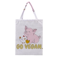 Go Vegan - Cute Pig And Chicken Classic Tote Bag by Valentinaart