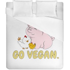 Go Vegan - Cute Pig And Chicken Duvet Cover (california King Size) by Valentinaart