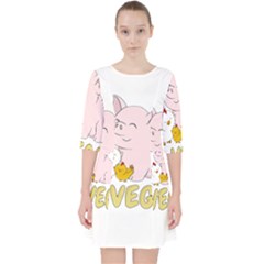 Go Vegan - Cute Pig And Chicken Pocket Dress by Valentinaart