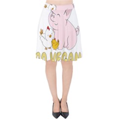 Go Vegan - Cute Pig And Chicken Velvet High Waist Skirt by Valentinaart