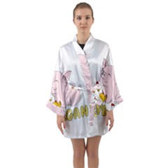 Go Vegan - Cute Pig And Chicken Long Sleeve Kimono Robe