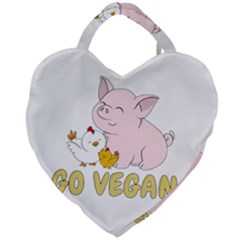 Go Vegan - Cute Pig And Chicken Giant Heart Shaped Tote