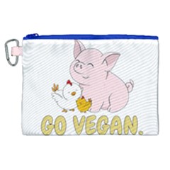 Go Vegan - Cute Pig And Chicken Canvas Cosmetic Bag (xl) by Valentinaart