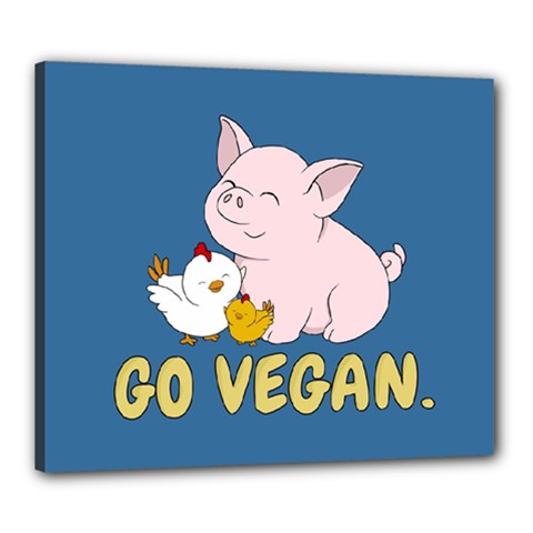 Go Vegan - Cute Pig And Chicken Canvas 24  X 20  by Valentinaart