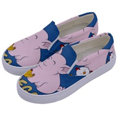 Go Vegan - Cute Pig And Chicken Kids  Canvas Slip Ons by Valentinaart