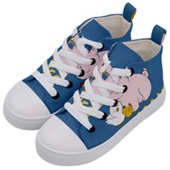 Go Vegan - Cute Pig And Chicken Kid s Mid-top Canvas Sneakers