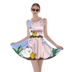 Go Vegan - Cute Pig And Chicken Skater Dress by Valentinaart