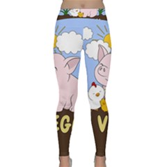 Go Vegan - Cute Pig And Chicken Classic Yoga Leggings by Valentinaart