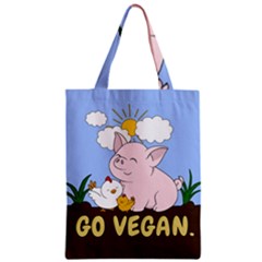 Go Vegan - Cute Pig And Chicken Zipper Classic Tote Bag by Valentinaart