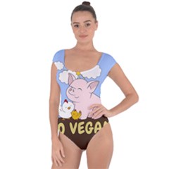 Go Vegan - Cute Pig And Chicken Short Sleeve Leotard  by Valentinaart