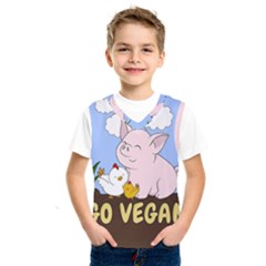 Go Vegan - Cute Pig And Chicken Kids  Sportswear by Valentinaart