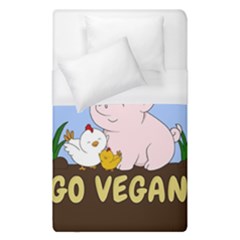 Go Vegan - Cute Pig And Chicken Duvet Cover (single Size) by Valentinaart