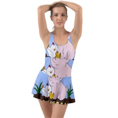 Go Vegan - Cute Pig And Chicken Swimsuit