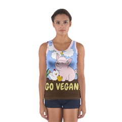 Go Vegan - Cute Pig And Chicken Sport Tank Top  by Valentinaart