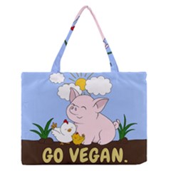 Go Vegan - Cute Pig And Chicken Zipper Medium Tote Bag by Valentinaart