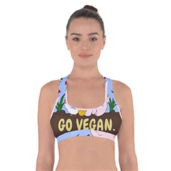 Go Vegan - Cute Pig And Chicken Cross Back Sports Bra by Valentinaart