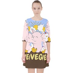 Go Vegan - Cute Pig And Chicken Pocket Dress by Valentinaart