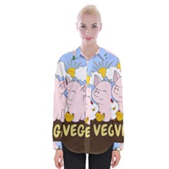 Go Vegan - Cute Pig And Chicken Womens Long Sleeve Shirt