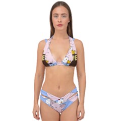 Go Vegan - Cute Pig And Chicken Double Strap Halter Bikini Set