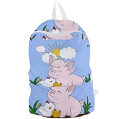 Go Vegan - Cute Pig And Chicken Foldable Lightweight Backpack