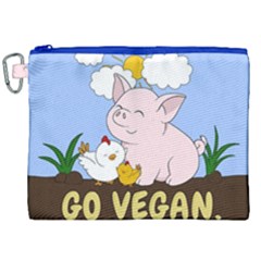 Go Vegan - Cute Pig And Chicken Canvas Cosmetic Bag (xxl)