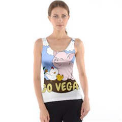 Go Vegan - Cute Pig And Chicken Tank Top by Valentinaart