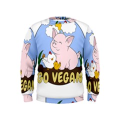 Go Vegan - Cute Pig And Chicken Kids  Sweatshirt by Valentinaart