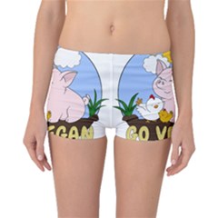 Go Vegan - Cute Pig And Chicken Boyleg Bikini Bottoms by Valentinaart