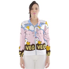 Go Vegan - Cute Pig And Chicken Wind Breaker (women) by Valentinaart