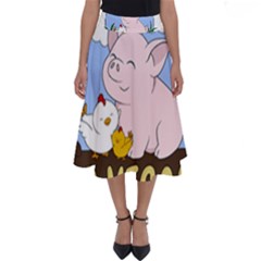 Go Vegan - Cute Pig And Chicken Perfect Length Midi Skirt by Valentinaart