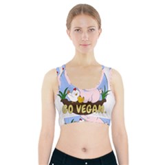 Go Vegan - Cute Pig And Chicken Sports Bra With Pocket by Valentinaart