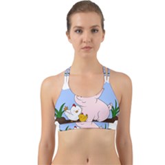 Go Vegan - Cute Pig And Chicken Back Web Sports Bra