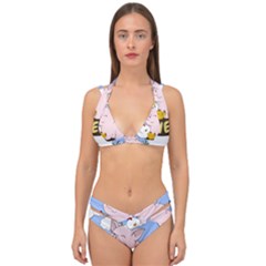 Go Vegan - Cute Pig And Chicken Double Strap Halter Bikini Set