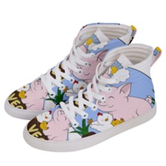 Go Vegan - Cute Pig And Chicken Men s Hi-top Skate Sneakers