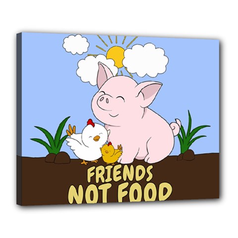 Friends Not Food - Cute Pig And Chicken Canvas 20  X 16  by Valentinaart