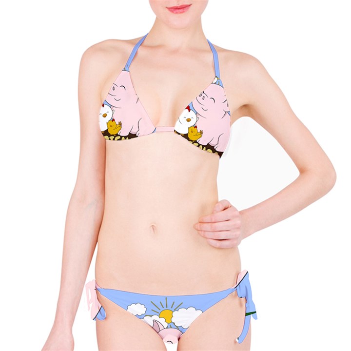 Friends Not Food - Cute Pig and Chicken Bikini Set