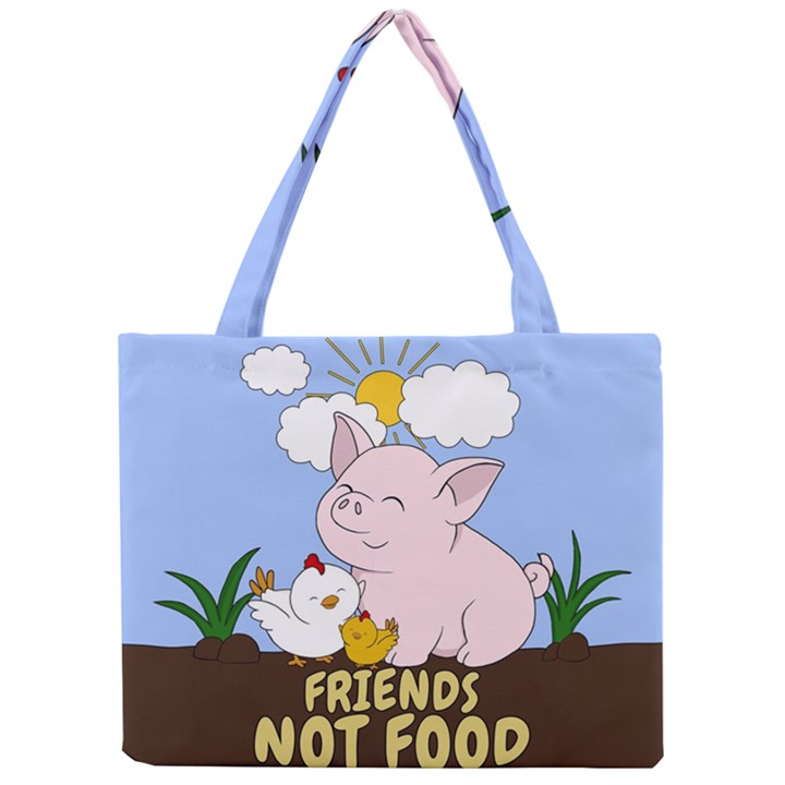 Friends Not Food - Cute Pig and Chicken Mini Tote Bag