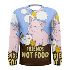 Friends Not Food - Cute Pig And Chicken Men s Long Sleeve Tee by Valentinaart