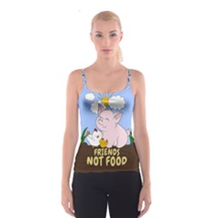 Friends Not Food - Cute Pig And Chicken Spaghetti Strap Top by Valentinaart