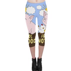 Friends Not Food - Cute Pig And Chicken Capri Leggings  by Valentinaart