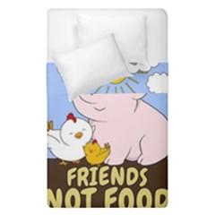 Friends Not Food - Cute Pig And Chicken Duvet Cover Double Side (single Size) by Valentinaart