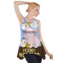 Friends Not Food - Cute Pig and Chicken Side Drop Tank Tunic View1