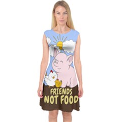 Friends Not Food - Cute Pig And Chicken Capsleeve Midi Dress by Valentinaart