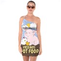 Friends Not Food - Cute Pig and Chicken One Soulder Bodycon Dress View1