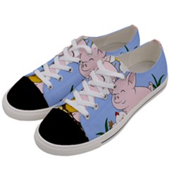 Friends Not Food - Cute Pig And Chicken Women s Low Top Canvas Sneakers by Valentinaart